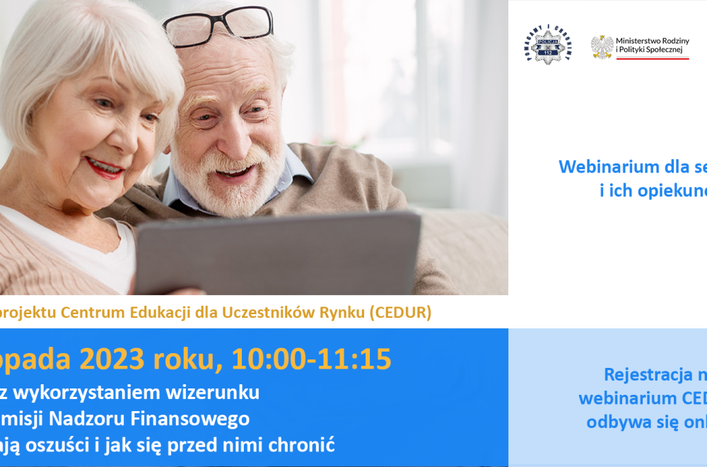 Zał. 2 - Grafika - webinarium CEDUR dla seniorów i ich opiekunów - 23 listopada 2023 roku
